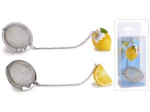 Infusore in acciaio con limone in resina colorata