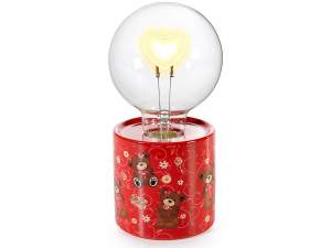 Lampada con LED a cuore su base in ceramica stampata