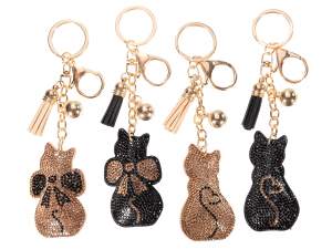 Charm / Portachiavi a gatto con strass e pendenti