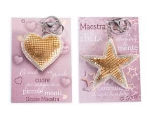Charm/Portachiavi con strass e card personalizzata maestra