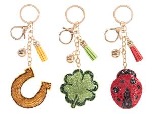 Charm / portachiavi portafortuna con strass e pendenti