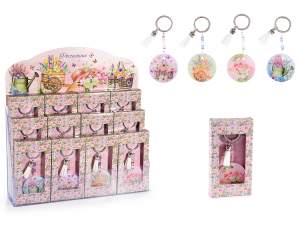 Charm / Portachiavi in resina decori primaverili e nappina