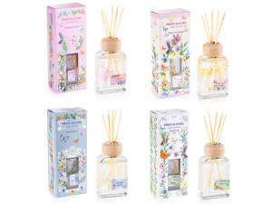 Profumatore per ambiente 100ml con stick e fiori secchi