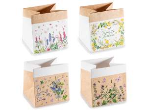 Sacchetto in carta bianca e kraft con stampa floreale