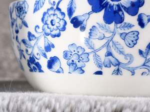 ingrosso scodelle porcellana fecori fiori blu