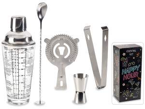 Set cocktail da 5 pezzi in acciaio lucido
