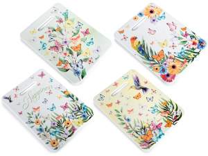 Sottopentola in ceramica base sughero con decori floreali