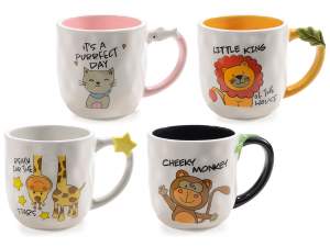 Tazza in ceramica martellata 480 ml con decoro in rilievo