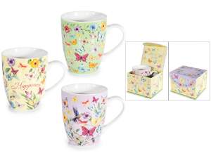 Tazza in porcellana 350 ml decori floreali in conf magnetica