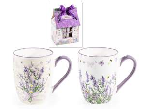 Tazza in porcellana da 300ml con decori lavanda