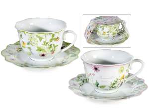 Tazza da tè in porcellana 200 ml con piattino sagomato