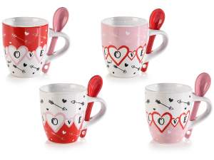 Tazzina da caffè porcellana decorata 90ml, con cucchiaino