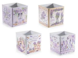 Vaso in cemento con decori Lavanda