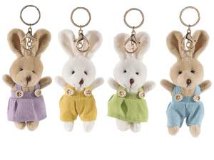 Llavero de conejito de peluche con vestido colorido