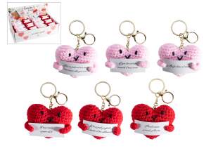 Llavero de corazón a crochet y tarjeta con dedicatoria