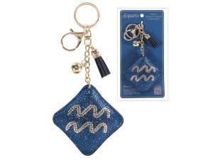 Charm/porte-clés signe astrologique Verseau avec strass