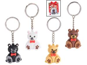 Porte-clés ours en peluche en silicone dans une boîte cadeau