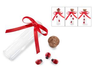 Tube à essai en verre alimentaire de 20ml avec 3 coccinelles