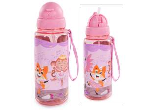 Sticlă/termos Tritan de 500 ml cu pai încorporat