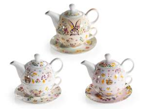 Service à thé en porcelaine composé d'une tasse, d'une théiè