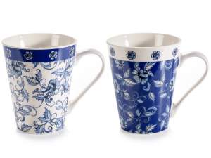 Tazza in porcellana da 280 ml con decoro maiolica blu