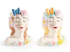 Vază decorativă din ceramică în formă de față de fată