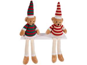 Long-legged Teddy Bear with a Striped Sweater