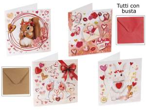Valentine's Day greeting card with animal print and envelope