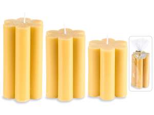 Set of 3 beeswax flower candles and individual packs