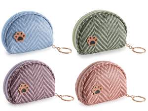 Faux leather coin purse with application and key ring