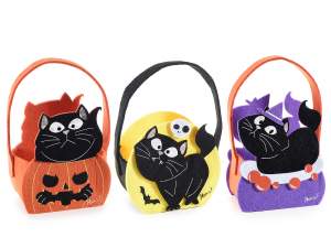 Halloween cloth purse with black cat