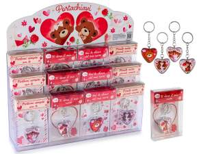 Charm / Keychain metal and resin heart teddy bear decoration
