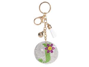 Colorful letter J charm / keychain rhinestones and pendants