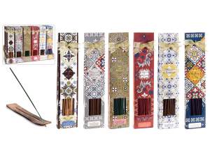 Pack of 30 incense sticks with wooden incense holder on disp
