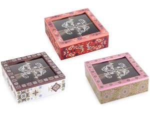 Wooden glass tea/spices box with 4 compartments 