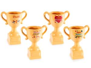 Glossy ceramic cup with mom/dad decorations