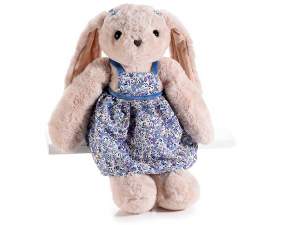 Plush bunny with colorful dress and long ears