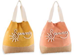 Fabric and jute bag with handles and 