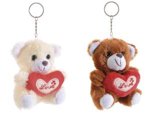 Teddy bear keychain with red heart 