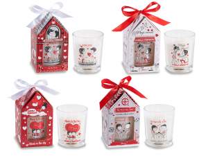 Scented candle in glass cup with lovers