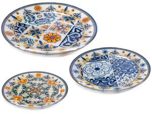 Set of 3 round food plates in 