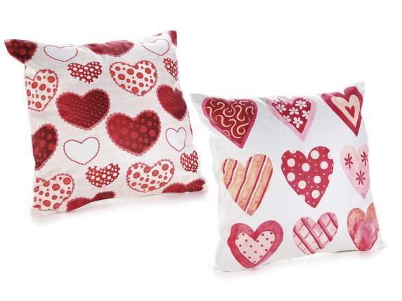 Cuscino imbottito sfoderabile con cuori