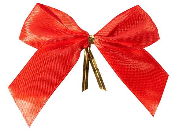 Satin bow with gold metal thread closure