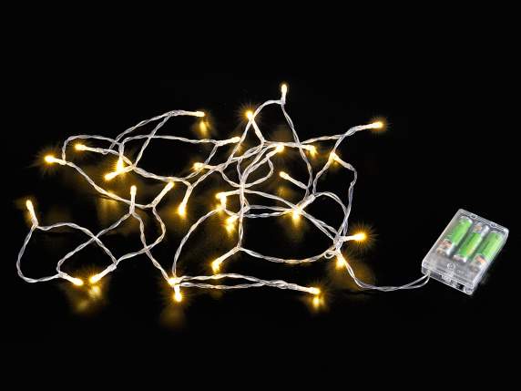 3Mt battery lights wire, 30led warm white, transparent cable