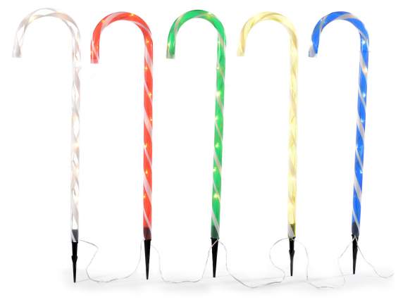 5 colored candy canes 50LED wire with ground pole