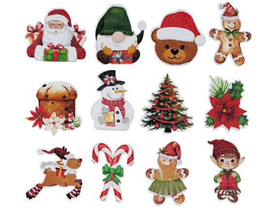 Exhibición de 144 adornos navideños de madera cinta adhesiva