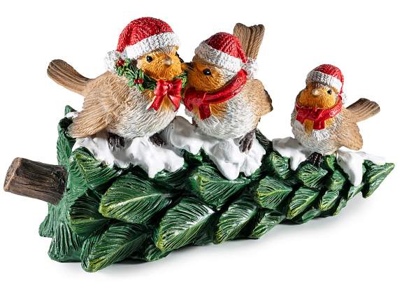 Pájaros navideños en un árbol de resina para colgar