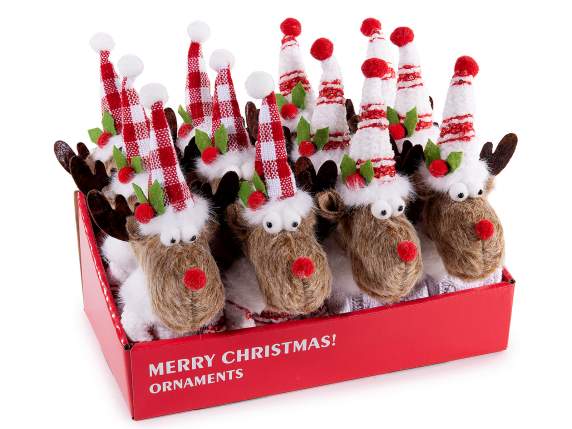 Reno navideño de peluche con sombrero colgante
