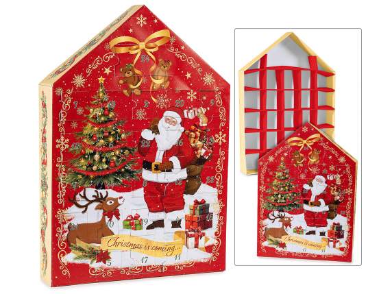 Paper house-shaped Advent calendar