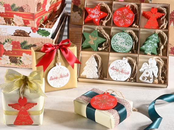 Expositor 72 adornos navideños de madera de colores para col